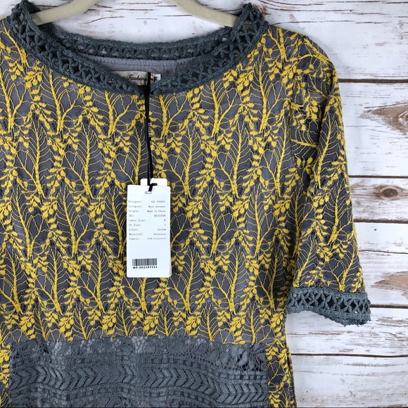 Stylewe floral lace short sleeve pockets mini dres - Picture 2 of 8